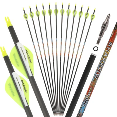 31" Pure Carbon Arrows SP250-600 Shaft Vanes Recurve Compound Bow Hunting Target - Image 1 of 4