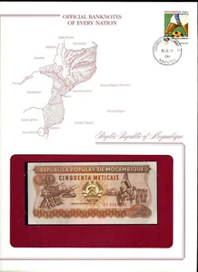 Banknotes of Every Nation Mozambique 1983 50 Meticais UNC P-129 Prefix AF0009689 - Picture 1 of 2