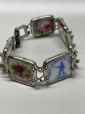 Pulsera artesanal de vidrio esmerilado de doble cara soldada a mano personalizada etiquetas de porcelana LE1 Foto 1 de 4