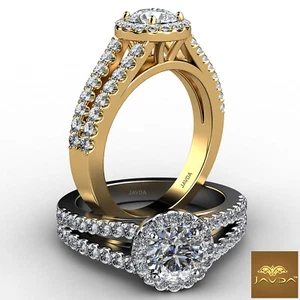 1 1/4ctw. Halo Round U Pave Set Diamond Engagement Women's Wedding Ring Jewelry - Picture 1 of 99