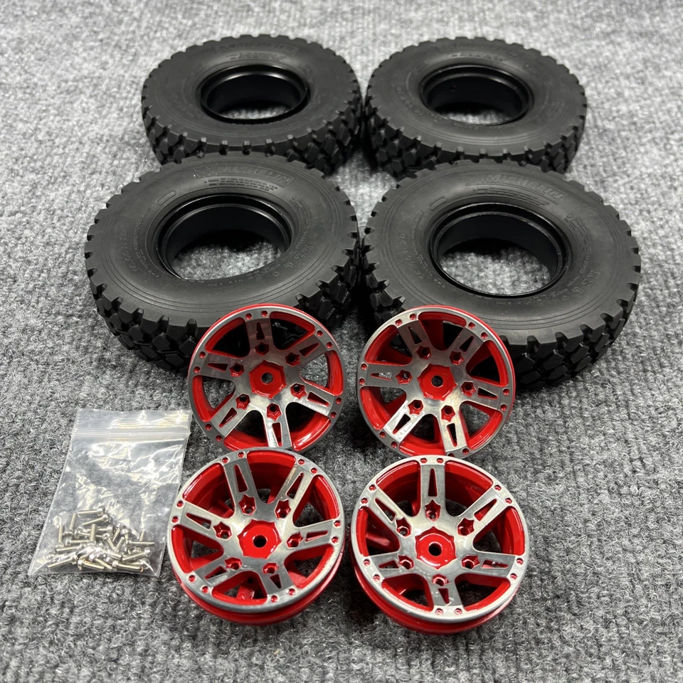 Neumáticos RC4WD Michelin XZL™+ 14,00 R20 con NHX RC 1,9" con ruedas plateadas/rojas [4] Foto 1 de 4