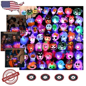 Halloween Glow Rings 50PC - Fun Kid Party Favors, Non Candy Gift - Picture 1 of 9