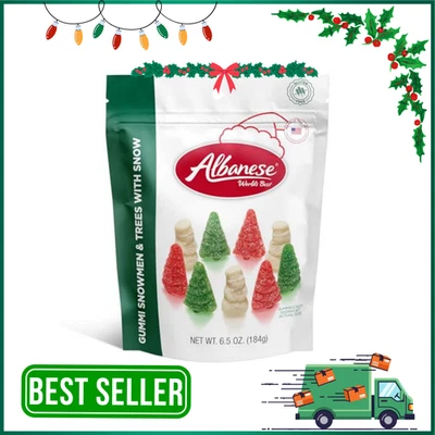 阿尔巴尼亚世界最佳古米雪人和树木带雪 3 盎司袋圣诞糖果 — 第 1/4 张图片