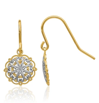 14K Solid Yellow Gold Dangle Earrings - Image 1 of 4