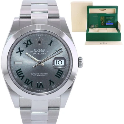 2024 NUEVO Rolex DateJust 41 acero 126300 Wimbledon Oyster 41 mm caja de reloj Foto 1 de 4