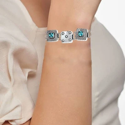 London Blue  Topaz Sterling  Bracelet Gemstone Handmade 7-8" Jewelry - Image 1 of 4