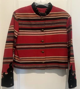 Roper Five Star Short Jacket Women’s Red Cotton Suede Collar Button Medium - Picture 1 of 5