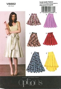 Vogue V8882 EASY Flared, Bias Cut Skirts - 6 WAYS Sz 14-22 UNCUT Pattern - Picture 1 of 4