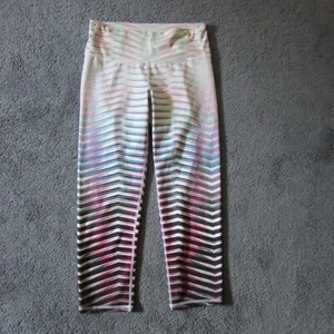 NWOT Athleta Small White Pink Green Gray Capri Leggings Yoga Inside Coin Pocket - Picture 1 of 2