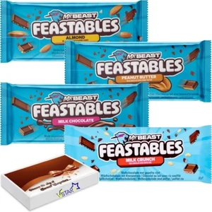 MrBeast Feastables Mix Chocolate 4 Flavour Size Bars 60g Gift Box Treat - Picture 1 of 4
