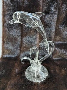 Wunderschöne springende Delfin Bleikristall Statue 7 & 1/2" schön detaillierter Sockel - Bild 1 von 19