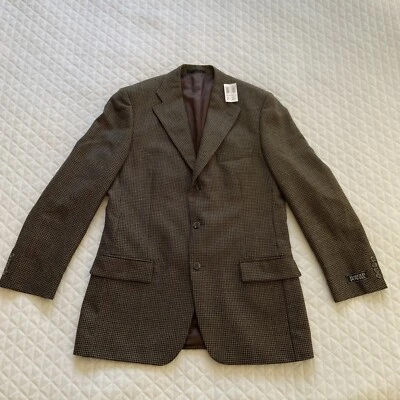 Новый Harold Powell мужской блейзер Твидовая шерсть пальто кнопка куртка гончие зубы 42 длиной - Изображение 1 из 4