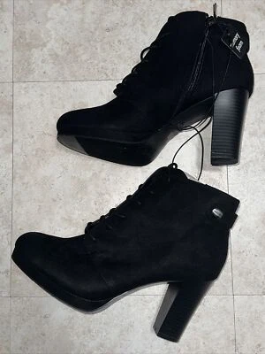 A.N.A. Botas negras Fenwick con cordones al tobillo, espuma viscoelástica imitación gamuza, talla 10M Foto 1 de 4