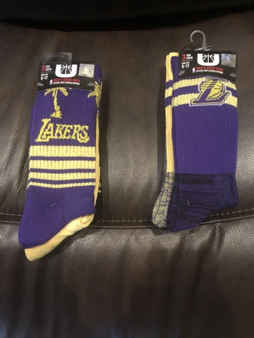 los angeles lakers crew socks 6 pairs size 6-12 NWT $40 Cover