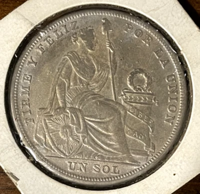 MONEDA DE PLATA PERÚ 1925 UN SOL - VER FOTO PARA VER ESTADO. BONITO ALMACENADO. Foto 1 de 2