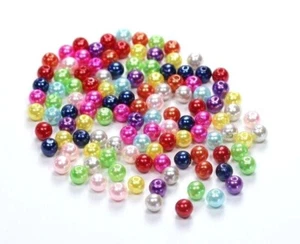 100 Stk. Wachsperlen 6mm rund bunt glänzend Acryl Perlen Schmuck Deko Hochzeit - Bild 1 von 1