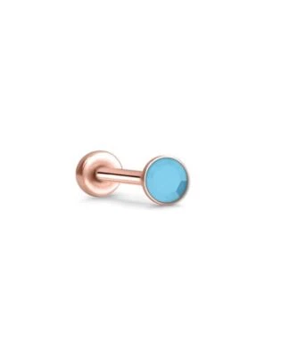 Anillo nariz Labret sin rosca Monroe pasador de empuje perno oro rosa acero 2 mm circonita cúbica Foto 1 de 2