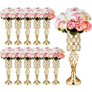 Tatuo 12 Pcs Gold Wedding Centerpiece Vases for Table Crystal Flower Trumpet ... - Picture 1 of 7