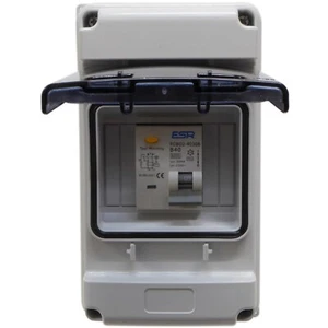 Plastic Shower Consumer Unit 40A 30mA Double Pole RCBO B40 Suits up to 9.2kW - Picture 1 of 12