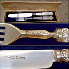 British Sterling Silver Fruit Knife & Fork Set, 1865 Sheffield, England