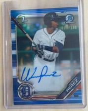2019 Bowman Chrome 1st Wenceel Perez Auto Tigers ROOKIE RC Autograph Blue Ink C1