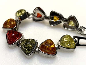 Vintage Bracelet Jewellery Multicolour Glass Stones Silver Metal 22.01g - Picture 1 of 8