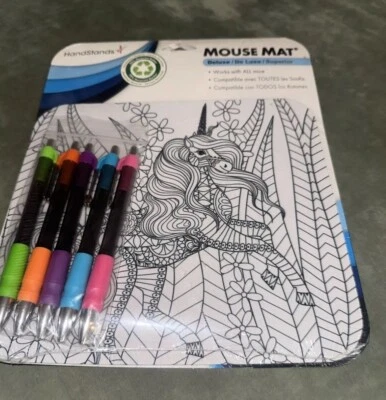 HandStands Color Me Mouse Mat Unicorn With 5 Pens Included.   New In Packaging. - Image 1 of 4