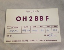 QSL card Postcard Finland Erkki Heikkinen Hanko Radio Hangonkyla Amateur Radio 