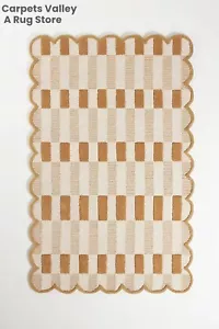 Plaid Neutral Hand-Tufted Wool Handmade Area Rug Carpet for Home, Living Bedroom - Picture 1 of 3