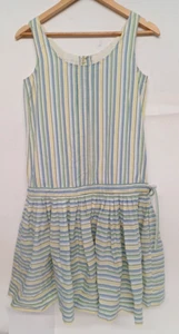 Laura Ashley Blue Yellow Midi Dress UK 10 Cotton Vintage Made In Great Britain - Picture 1 of 9