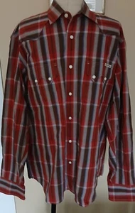 Lucky Brand Shirt Mens Large Plaid Pearl Snap Western Rodeo Cowboy - Picture 1 of 11