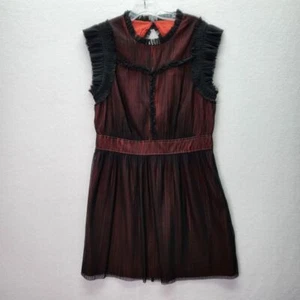 Adelyn Rae Desert Rose Womens L Black Plissé Tulle Fit & Flare Pleated Cocktail - Picture 1 of 11