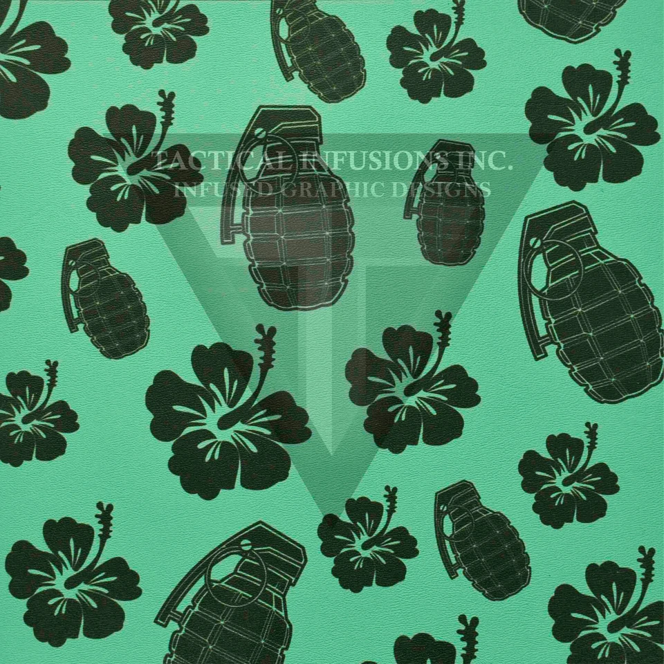 Kydex Infused Hibiscus & Grenades  7 7/8 X 7 7/8"  - Image 1 of 1
