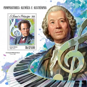 Estampillas musicales de compositores germano-austriacos Santo Tomé y Príncipe 2019 MNH Mahler 1v SS - Imagen 1 de 1