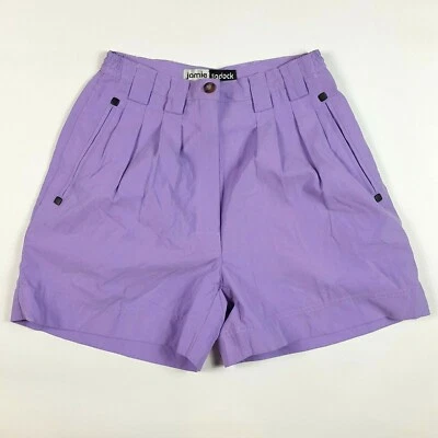 Retro High Waist Purple Pleated Womens Size 2 Relaxed Chino Outdoor Golf Shorts  - Image 1 of 4