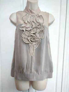 Beautiful Karen Millen Women's Silk Top Blouse Size UK 8 Pre-owned Beige - Picture 1 of 8