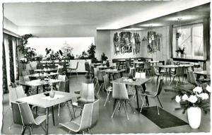 Foto postal GÖPPINGEN Hotel HOHENSTAUFEN, Rudi Heer, sala de desayunos años 50 - Imagen 1 de 1