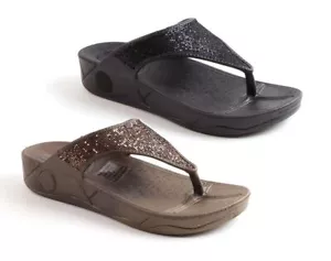 LADIES LOW WEDGE SPORTS POSTURE GYM FLIP FLOP WALKING SANDALS - Picture 1 of 21