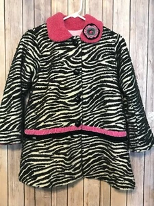 Corky & Company Girls Zebra Hot Pink Fleece Winter Coat Lined 10 Ruffles - Picture 1 of 2