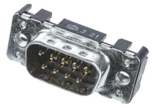 1 x Harting 9 Way Through Hole PCB D-sub Connector Plug, 2.74mm Pitch, with M3 T - Picture 1 of 2