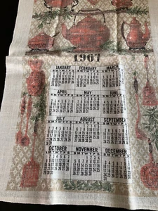 CALENDARIO DE COCINA VINTAGE 1967 TOALLA DE TÉ-LINO-UTENSILIOS DE COCINA - Imagen 1 de 5