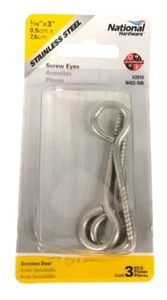 National Hardware Stainless Steel Screw Eyes 3/16”x3” - Picture 1 of 4
