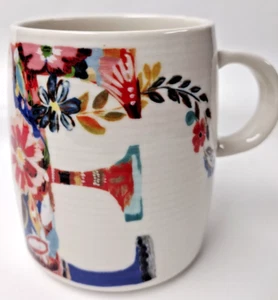 Starla M Halfmann Botanical Monogram Mug (E) Initial Letter 12oz Hand Painted - Picture 1 of 5