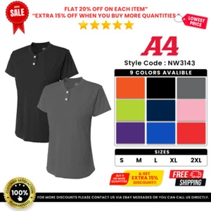 Camisa Henley A4 NW3143 Damas Micro Poly Interlock Tek 2 Botones Peak Performance - Imagen 1 de 10