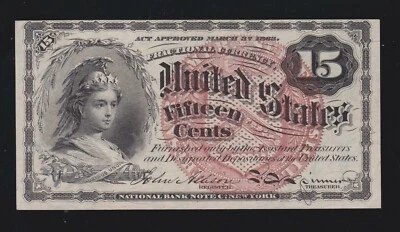 US 15c Fractional Currency Note 4th Issue FR 1267 Ch CU (12) - Image 1 of 2