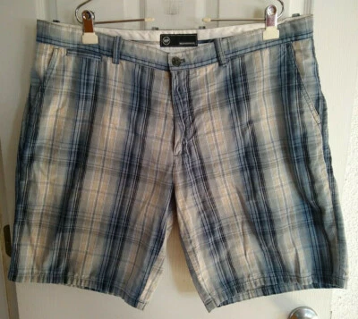 Pantalones cortos a cuadros resistentes a la intemperie para hombre 42 azul marrón tostado 100 % algodón Foto 1 de 4