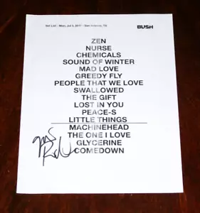 BUSH GAVIN ROSSDALE SIGNED SHOW SETLIST!! - Picture 1 of 1