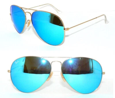 Ray Ban SONNENBRILLE GOLD BLAU SPIEGEL RB 3025 112/17 58 AVIATOR BRILLE 3026 BAG - Bild 1 von 4