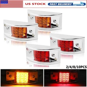 Ámbar/Rojo 12LED Curva Sellada Marcador Lateral Camión Remolque Liquidación Luces Cromadas - Imagen 1 de 19