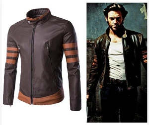 Costume X-MEN 1 Origins Wolverine marrone motociclista pelle giacca cappotto cosplay quotidiano - Foto 1 di 9